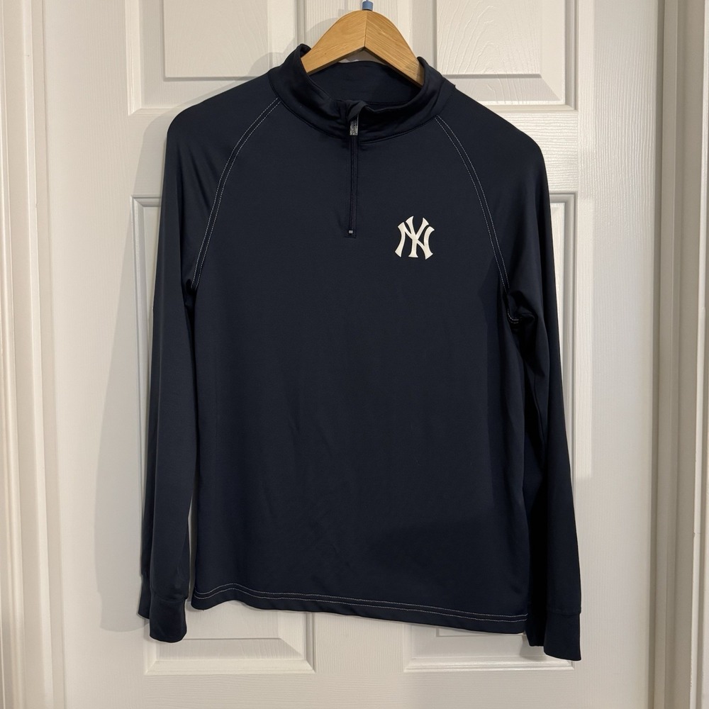 New York Yankees 1/4 Zip Long Sleeve Lightweight Shirt By Stitches Youth Large
